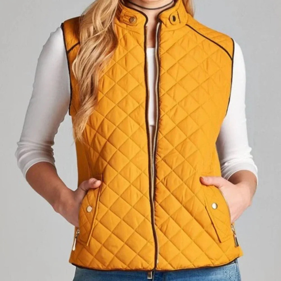 ACTIVE USA Mustard Yellow Warm Quilted Vest - Picture 1 of 9